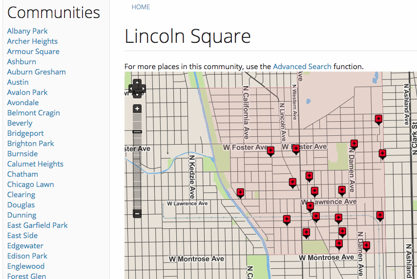 Screenshot: Website Development - Chicago Ancestors - Online Historical Resource Mapping
